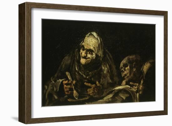 Two Old People Eating Soup 1819 Black Painting 53X85Cm-Francisco de Goya-Framed Giclee Print