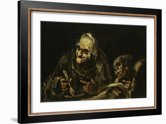 Two Old People Eating Soup 1819 Black Painting 53X85Cm-Francisco de Goya-Framed Giclee Print