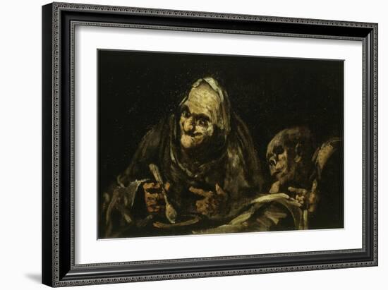 Two Old People Eating Soup 1819 Black Painting 53X85Cm-Francisco de Goya-Framed Giclee Print