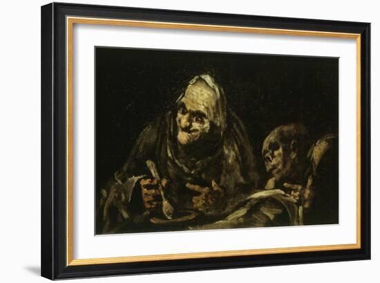 Two Old People Eating Soup 1819 Black Painting 53X85Cm-Francisco de Goya-Framed Giclee Print