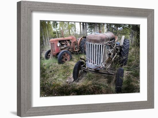 Two Old Rusty Tractor in the Forest-Ollikainen-Framed Photographic Print