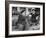 Two Older Basque Men Sitting on a Porch Toasting, as They Prepare to Drink Together-Dmitri Kessel-Framed Photographic Print