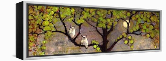 Two Owls in the Moon Light-Blenda Tyvoll-Framed Stretched Canvas