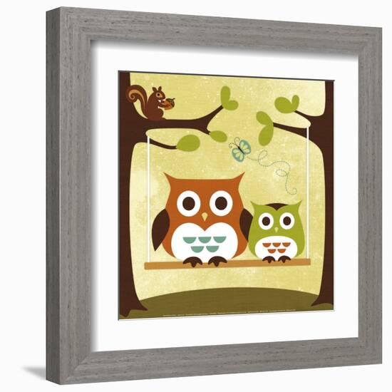 Two Owls on Swing-Nancy Lee-Framed Art Print