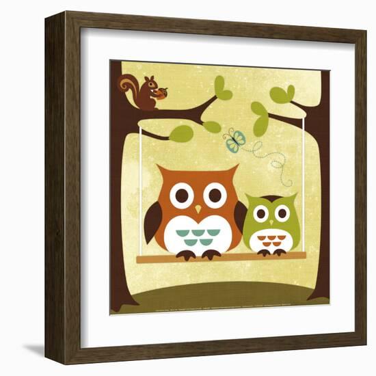 Two Owls on Swing-Nancy Lee-Framed Art Print