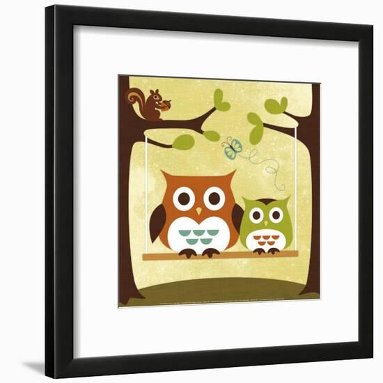 Two Owls on Swing-Nancy Lee-Framed Art Print