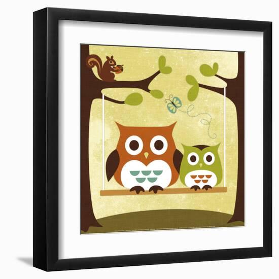 Two Owls on Swing-Nancy Lee-Framed Art Print