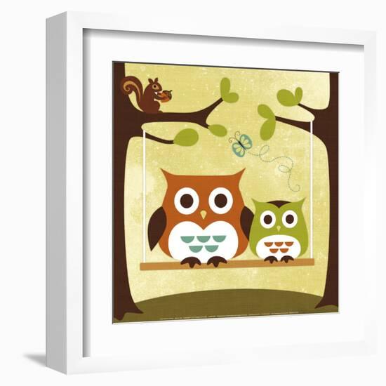 Two Owls on Swing-Nancy Lee-Framed Art Print