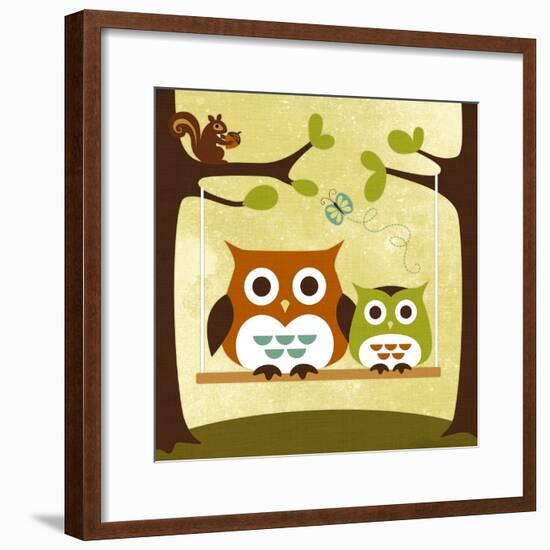 Two Owls on Swing-Nancy Lee-Framed Art Print