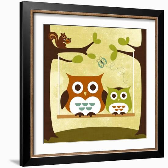 Two Owls on Swing-Nancy Lee-Framed Art Print