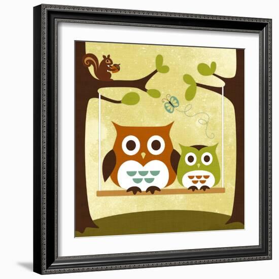 Two Owls on Swing-Nancy Lee-Framed Art Print