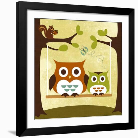 Two Owls on Swing-Nancy Lee-Framed Giclee Print