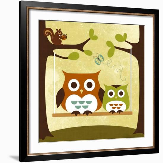 Two Owls on Swing-Nancy Lee-Framed Giclee Print