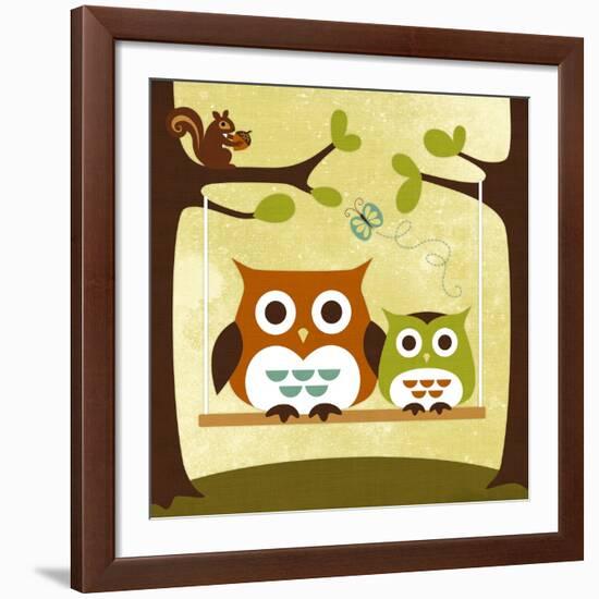 Two Owls on Swing-Nancy Lee-Framed Giclee Print