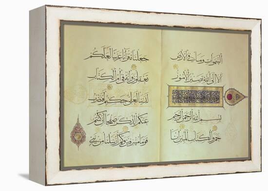 Two Pages from a Koran Manuscript, Illuminated by Mohammad Ebn Aibak-null-Framed Premier Image Canvas