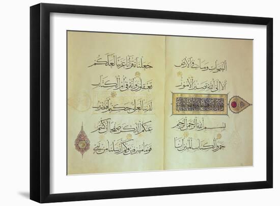 Two Pages from a Koran Manuscript, Illuminated by Mohammad Ebn Aibak--Framed Giclee Print