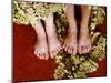 Two Pair of Feet of Small Children with Textile Spread around Them-Winfred Evers-Mounted Photographic Print