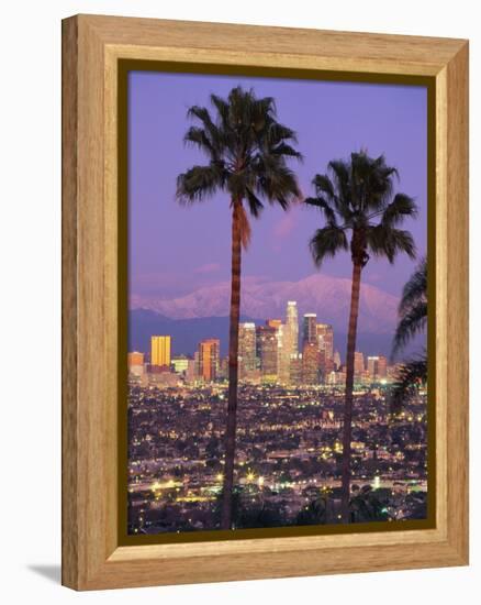 Two Palm Trees with Distant Los Angeles-Joseph Sohm-Framed Premier Image Canvas