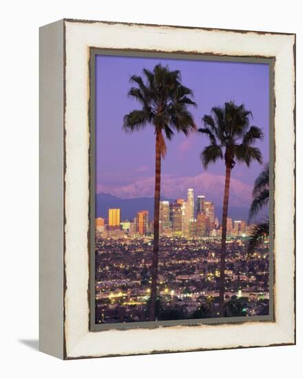 Two Palm Trees with Distant Los Angeles-Joseph Sohm-Framed Premier Image Canvas