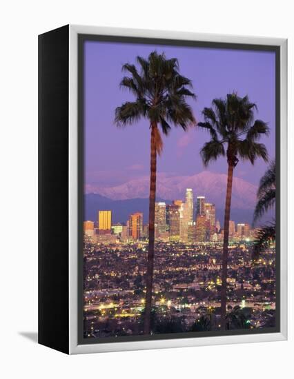 Two Palm Trees with Distant Los Angeles-Joseph Sohm-Framed Premier Image Canvas