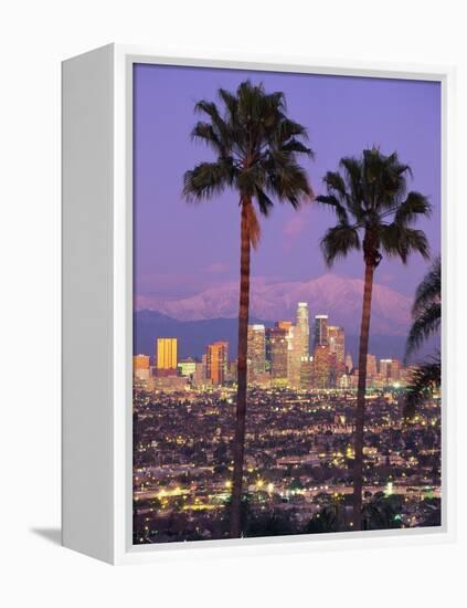 Two Palm Trees with Distant Los Angeles-Joseph Sohm-Framed Premier Image Canvas