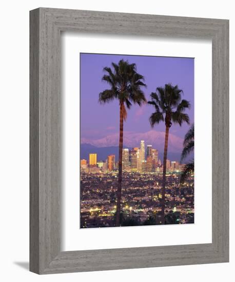 Two Palm Trees with Distant Los Angeles-Joseph Sohm-Framed Photographic Print