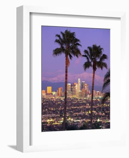 Two Palm Trees with Distant Los Angeles-Joseph Sohm-Framed Photographic Print