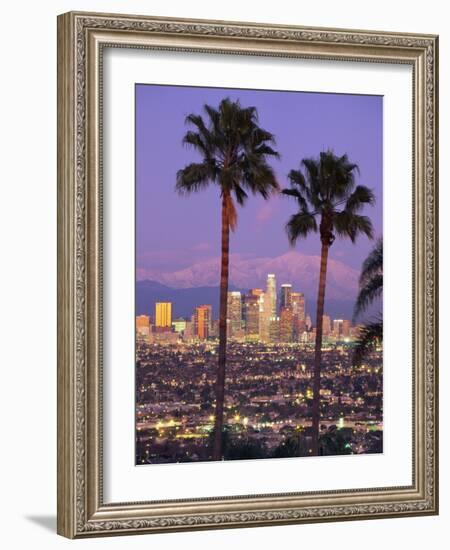 Two Palm Trees with Distant Los Angeles-Joseph Sohm-Framed Photographic Print