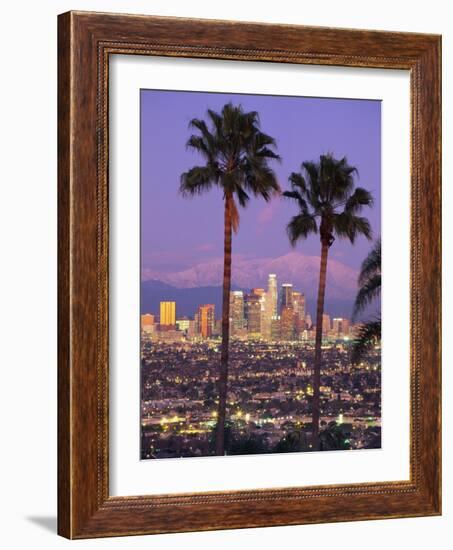 Two Palm Trees with Distant Los Angeles-Joseph Sohm-Framed Photographic Print