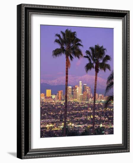 Two Palm Trees with Distant Los Angeles-Joseph Sohm-Framed Photographic Print