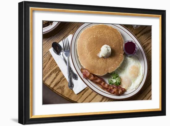 Two Pancakes And Eggs Served With Bacon At The Firesign Cafe In Tahoma, CA, Shores Of Lake Tahoe-Shea Evans-Framed Photographic Print