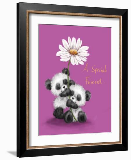 Two Panda with Daisy-MAKIKO-Framed Giclee Print