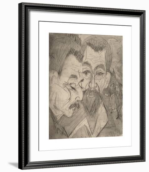 Two Peasant Heads-Ernst Ludwig Kirchner-Framed Premium Giclee Print