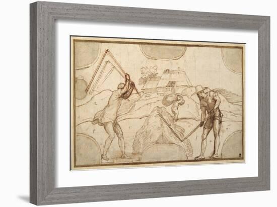 Two Peasants Threshing-Domenico Campagnola-Framed Giclee Print