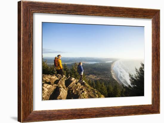 Two People Hiking On Neahkahnie Mountain Near Manzanita, Oregon-Justin Bailie-Framed Photographic Print