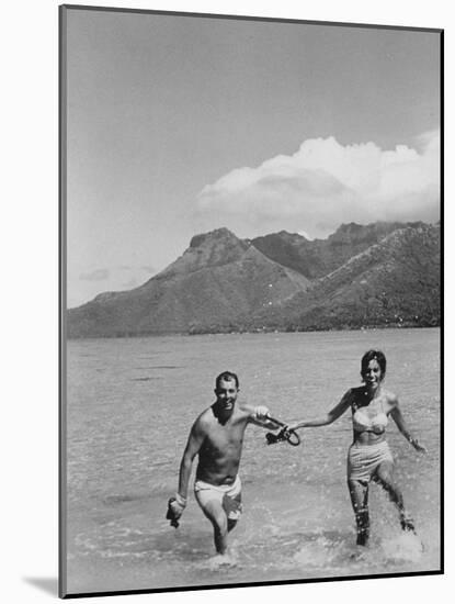 Two People on the Beach in Paradise Island, Tahiti-Carl Mydans-Mounted Photographic Print