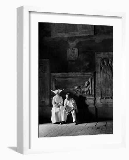Two People Sitting in Hospital Where St. Catherine Nursed People with the Plague-Walter Sanders-Framed Photographic Print