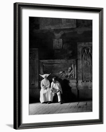 Two People Sitting in Hospital Where St. Catherine Nursed People with the Plague-Walter Sanders-Framed Photographic Print