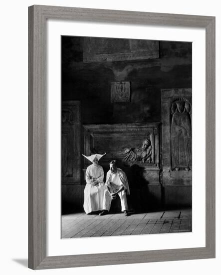 Two People Sitting in Hospital Where St. Catherine Nursed People with the Plague-Walter Sanders-Framed Photographic Print