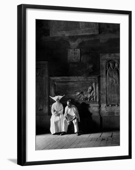 Two People Sitting in Hospital Where St. Catherine Nursed People with the Plague-Walter Sanders-Framed Photographic Print