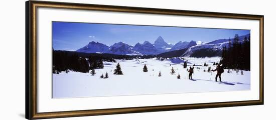 Two People Skiing, Mt Assiniboine, Mt Assiniboine Provincial Park, British Columbia, Canada-null-Framed Photographic Print