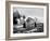 Two People Watching House Burn in Aftermath of Hurricane Hazel-Hank Walker-Framed Photographic Print