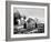 Two People Watching House Burn in Aftermath of Hurricane Hazel-Hank Walker-Framed Photographic Print