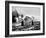 Two People Watching House Burn in Aftermath of Hurricane Hazel-Hank Walker-Framed Photographic Print