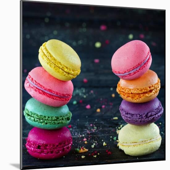 Two Piles Of Colorful Macaroons-Anna-Mari West-Mounted Art Print