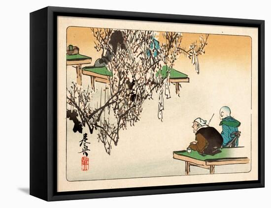 Two Pilgrims Gazing at a Tree Festooned with Prayers-Zeshin Shibata-Framed Premier Image Canvas