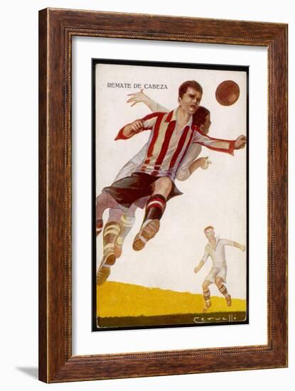 Two Players Challenging Each Other for the Same Ball-null-Framed Art Print