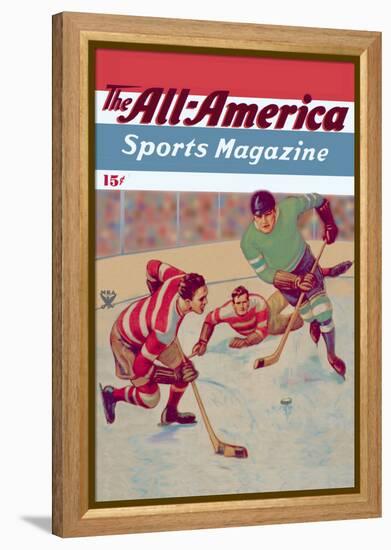 Two Players Converge on Puck-C.r. Schaare-Framed Stretched Canvas