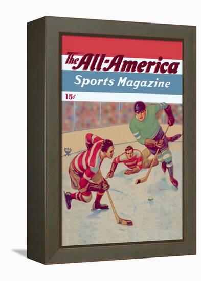 Two Players Converge on Puck-C.r. Schaare-Framed Stretched Canvas