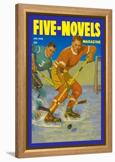 Two Players Skating Towards the Bouncing Puck-null-Framed Stretched Canvas
